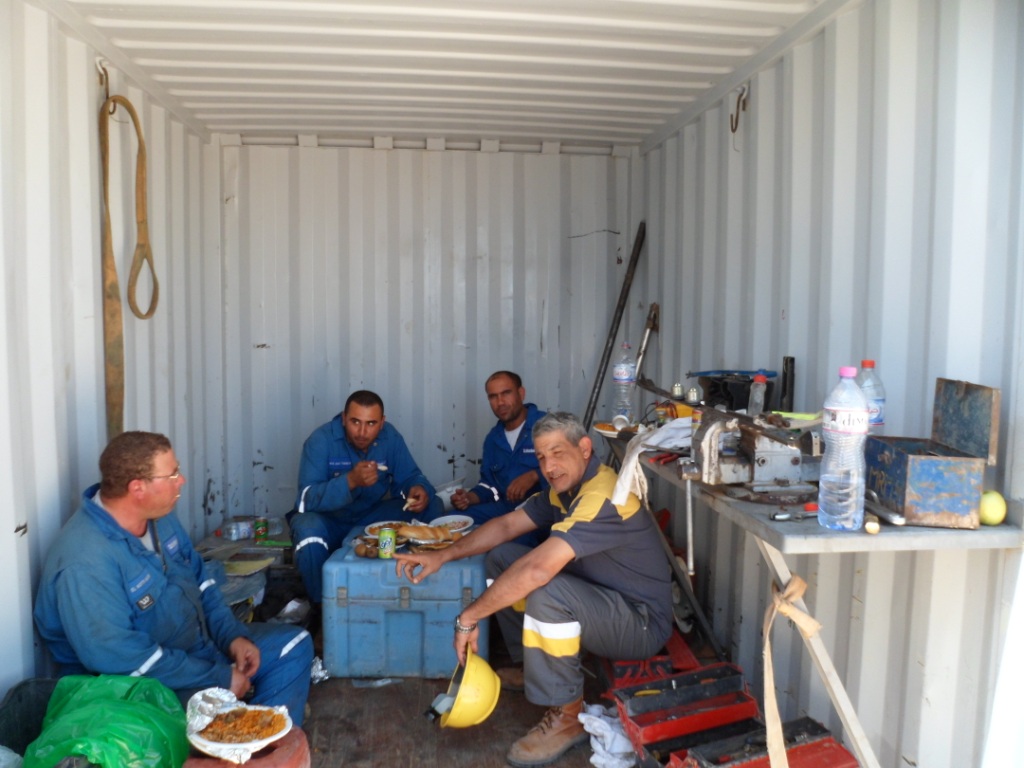 Field team lunch inside container