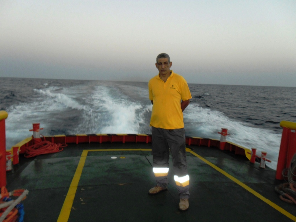 Supply vessel stern offshore at sea